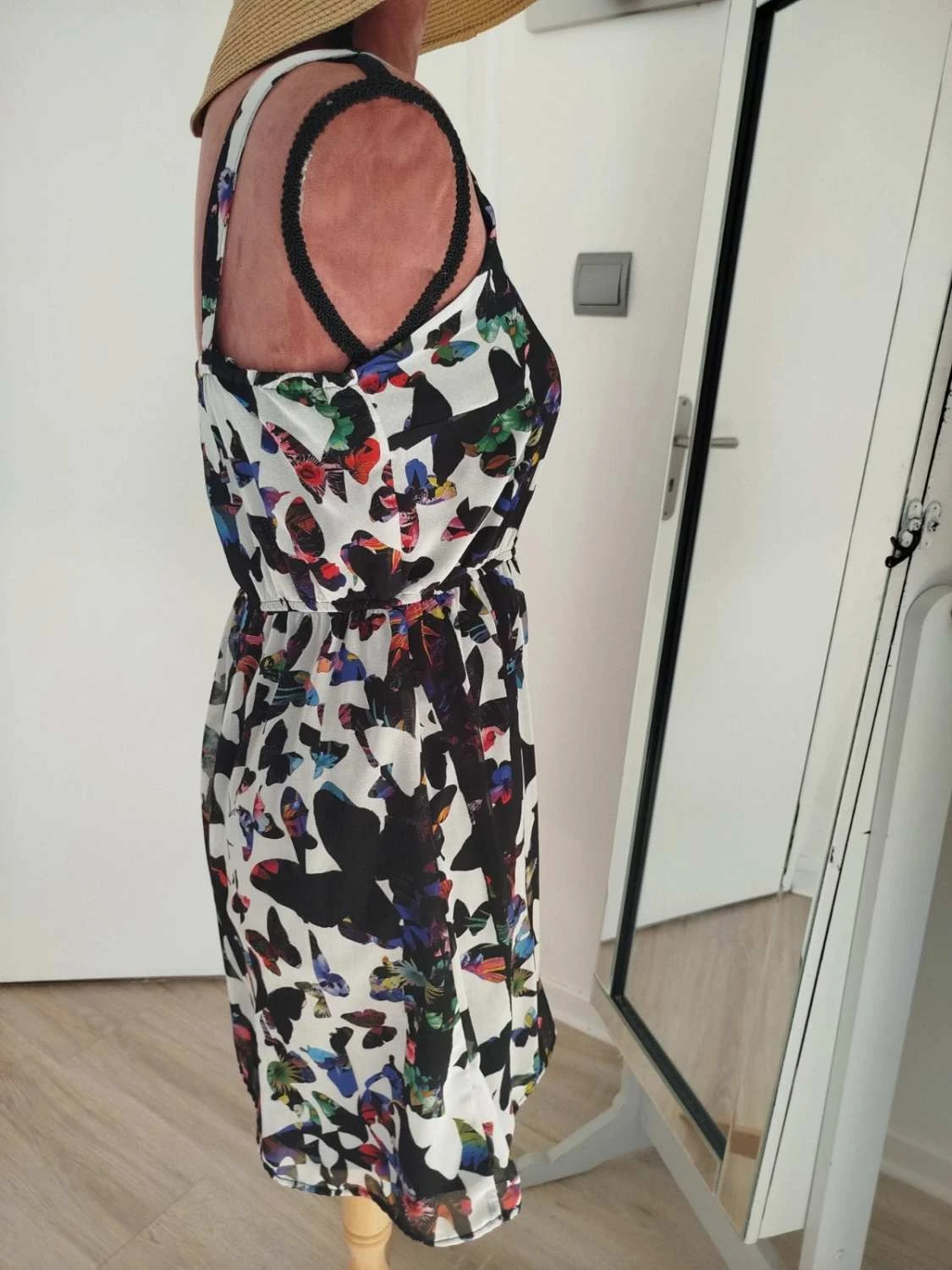 💢Flowy printed dress black white multicolor with zip Jennyfer Women size S / – photo 5